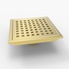 WEBANG 6 Inch Square Shower Floor Drain with Flange,Quadrato Pattern Grate Removable,Food-Grade SUS 304 Stainless Steel,Watermark&CUPC Certified, Brushed Gold Brass
