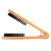 Boar Bristle Clamp Hair Brush, Double Sided Brush Clamp Straightener,Professional Hair Straightening Comb Styling Tools,with Wooden Handle