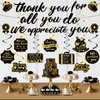 Black Gold We Appreciate You Decorations Thank You Banner with Appreciate Hanging Swirls Thank You For All You Do Decor for Teacher Doctor Nurse Employee Staff Graduation Appreciation Party Supplies