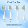 Replacement Brush Heads for Smile Bright Platinum Sonic Electric Toothbrush, Soft Bristles, 4-Pack, with Covers