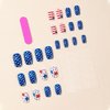 Medium Press on Nails 4th of July Square Fake Nails Red Blue and White False Nails with Stars and Stripes Designs Patriotic Acrylic Nails with Glue Glossy Artificial Nails for Women and Girls 24PCS