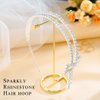 Yovic Rhinestone Bow Headbands Double Crystal Hairbands Silver Wedding Headpiece Women Bowknot Hair Accessories for Party Costume (Silver)