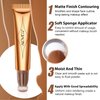 Contour Stick,Highlighter Makeup Stick for Cheeks Eyes Lips with Cushion Applicator,Moist Smooth Lightweight Breathable,Smooth Natural Matte Finish(Contour+Gold)