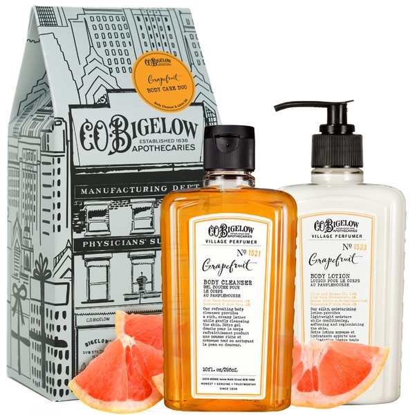 C.O. Bigelow Apothecary Duo, Grapefruit Body Care Gift Box with Body Soap & Lotion, Gift Set of Two - Moisturizing Lotion & Liquid Body Wash for Dry Skin - 10fl oz Each