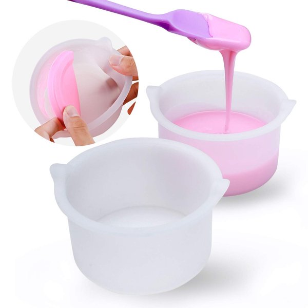 Delanie 2Pcs Nonstick Silicone Wax Warmer Liner with Spatula, Replacement Wax Bowl for 500ml Wax Warmer for Hair Removal Waxing Kit, 16.9 Oz
