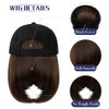 Qlenkay Baseball Cap with Hair Extensions Straight Short Bob Hairstyle Adjustable Removable Wig Hat 14inch for Woman Girl Medium Brown