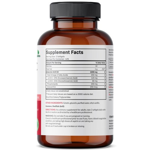 Futurebiotics Antarctic Krill Oil 1000mg with Omega-3s EPA, DHA, Astaxanthin and Phospholipids - 100% Pure Premium Krill Oil Heavy Metal Tested, Non GMO – 250 Softgels (125 Servings)