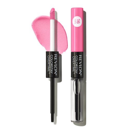 Revlon Liquid Lipstick with Clear Lip Gloss, ColorStay Face Makeup, Overtime Lipcolor, Dual Ended with Vitamin E in Pink, Keep Blushing (080), 0.07 Oz