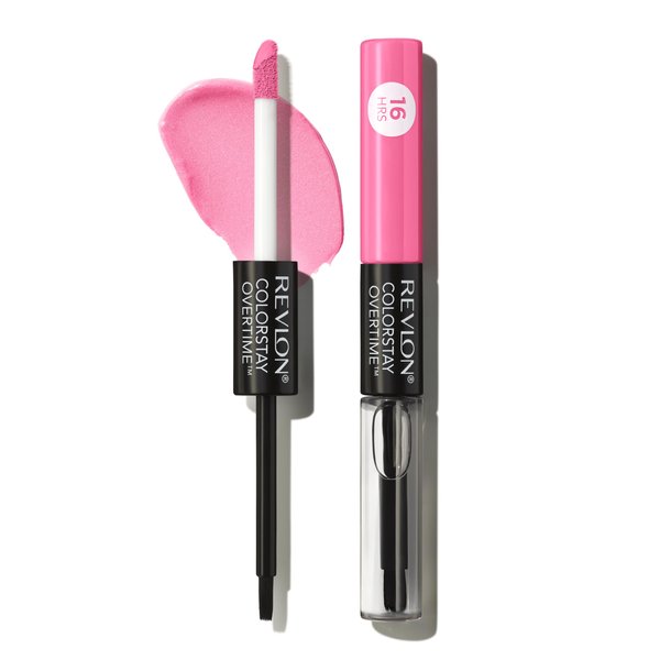 Revlon Liquid Lipstick with Clear Lip Gloss, ColorStay Face Makeup, Overtime Lipcolor, Dual Ended with Vitamin E in Pink, Keep Blushing (080), 0.07 Oz