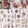 8 Sheets Red Brown Temporary Tattoo Stickers Lace Floral Temporary Waterproof Fake Tattoo Design for Women Festivals Wedding Masquerade Party Decorations Body Art Long Lasting Stickers