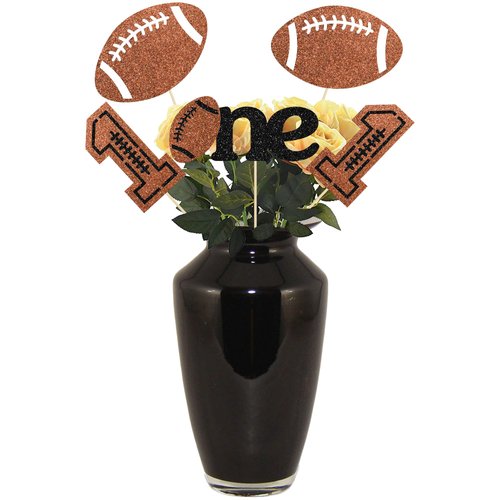 Gyufise 12Pcs Football First Birthday Party Centerpiece Sticks Double Sided Rugby One Table Toppers Sports Theme Birthday Party Decoration for Football Touch Down Baby Shower Party Supplies