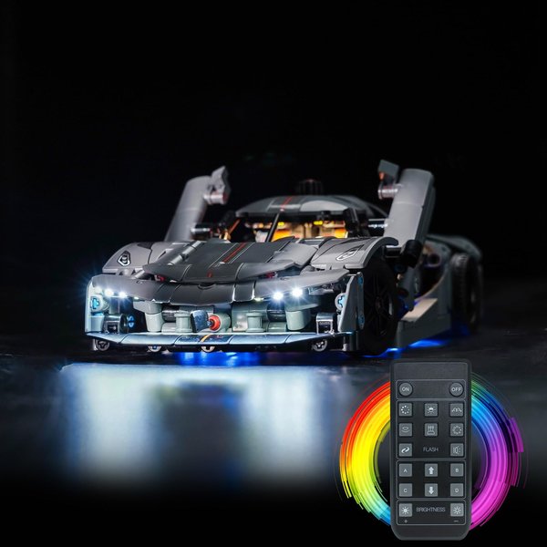 BrickBling LED Lights Compatible with Lego Technic Koenigsegg Jesko Absolut Grey Hypercar, Creative Light Kit Compatible with Lego 42173 (Lights Only, No Model) (RC Version Light)