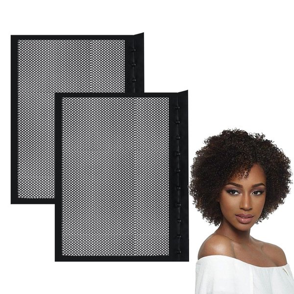 Obfuscate Lock Hair Stretcher Prevent Shrinkage Curl Locking Hairnet HairStretchers for Natural Hair with Long Curly Hair Suitable of all Curly and Long Straight Hair Black-2 PCS (7.6 * 7.3in)