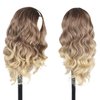 Oseti Highlight V Part Wig Ombre Upgrade Glueless U Part Wig Clip in Hair Extensions Synthetic Half Wig for Black Women Long Brown Blonde Hair Replacement Wigs for White Women (T4/33/15#)