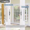 TPard Sliding Glass Patio Door Handle Replacement Set with Oak Wood Inside Handles and Zinc Diecast Outside Pull, 3-15/16" Hole Spacing, Non-Handed, White