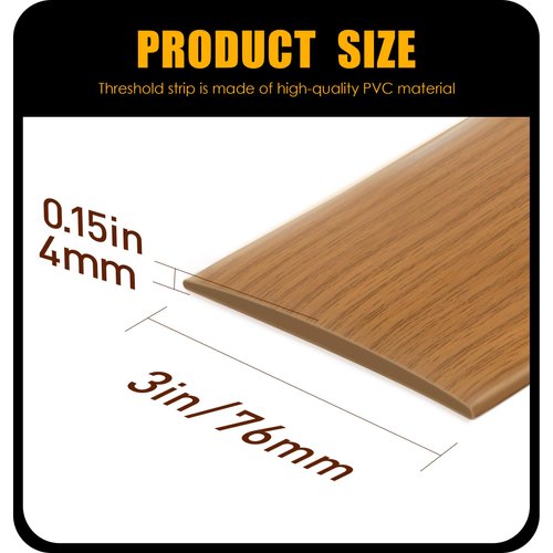 Bnell Floor Transition Strip Self Adhesive Vinyl Laminate Floor Cover Strip 3" Floor Flat Divider Strip for Joining Floor Gaps and Doorway Transitions (3.3Ft, 7.6cm, Yellow Oak)