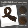 Moresoo Hand Tied Weft Hair Extensions Human Hair Brown Highlight Sew in Hair Extensions Real Human Hair Darkest Brown Highlighted with Light Brown Double Weft Hair Wefts Sew in Extensions 100g