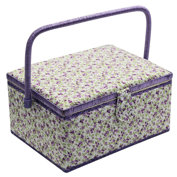 Medium Sewing Basket with Accessories, Sewing Storage Box with Supplies DIY Sewing Kits Christmas Gift for Beginner, Professional (purple)