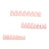 3D Bow French Tip Press on Nails Medium Long Almond Fake Nails White Pink Flower Rhinestones Design with Glossy Pearl Acrylic False Nails Glue on Nails for Women Girls Manicure Decoration 24 Pcs