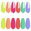 Vishine Gel Nail Polish Kit,Sunny Days Collection Nail Art 6 Colors Neon Lemon Green Peachy Coral Pink Creamy Blue Soak Off Nail Lamp Gel Polish Set Manicure 8ml