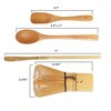 BambooMN Matcha Whisk Set - Golden Chasen (Tea Whisk) + Chashaku (Hooked Bamboo Scoop) + Tea Spoon - 1 Set - Premium Matcha Set to Prepare a Traditional Cup of Matcha
