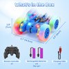 SGILE Remote Control Car, Stunt Car with Sides Light Strip and Headlights, 2.4Ghz Double Sided 360 Flips Rotating Race Car, Rechargeable RC Car Kids Toy for Boys Girls Birthday Gift, Blue