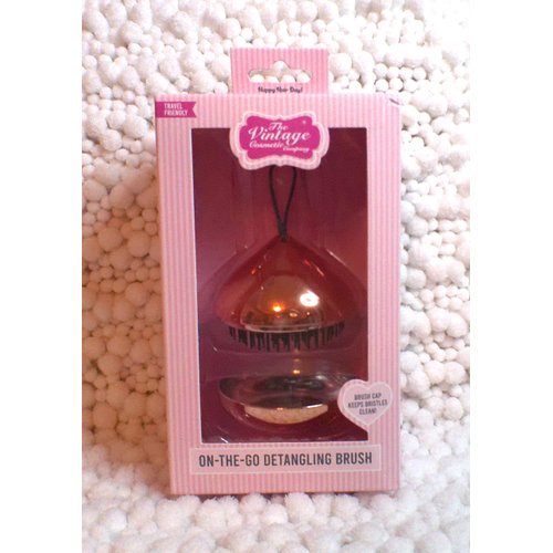 The Vintage Cosmetics On-The-Go Detangling Brush, Happy Hair Day! Portable Hair Brush, Gold
