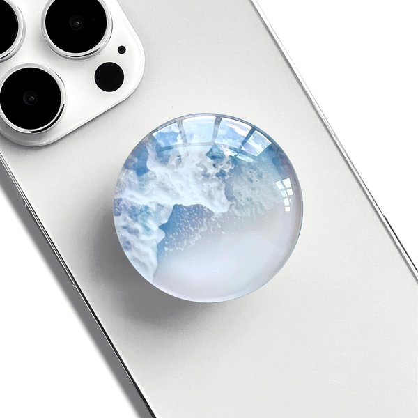 WUYULB Clear Crystal Collapsible Expandiing Moblile Phone Grip Stand Holder for Smartphones and Tablets Cell Phone Accessory (White Wave)