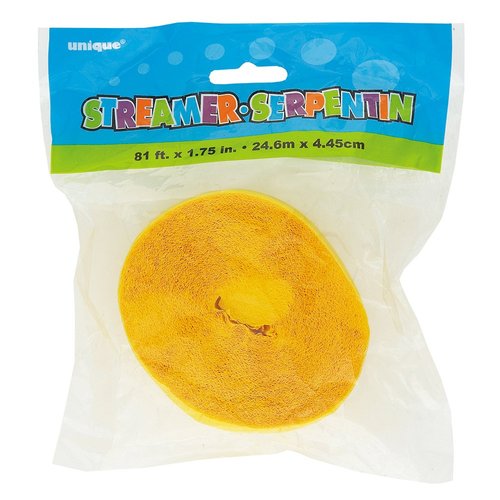 Unique Crepe Paper Streamer, 81ft, Bright Yellow