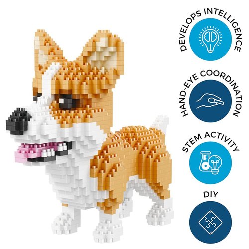 1380 Pieces Mini Building Blocks Animal Dog Husky Building Set - Mini Pets Companion 3D Puzzle Kit Toy Bricks Dog for Kids14 Years Old and Up (Crogi)