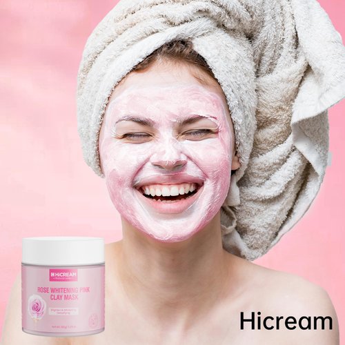 Hicream Rose Clay Facial Mask, Clay Mask Reduce the Blackheads, Pink Clay Mask with Kaolin and Collagen, Gentle Skincare for Women and men, Moisturizing 5.29 oz(pink)