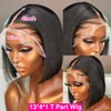 T part Human Hair Wigs for Black Women 13x4x1 Middle Part Brazilian Remy Hair 16In Straight Short Bob Wigs 150%
