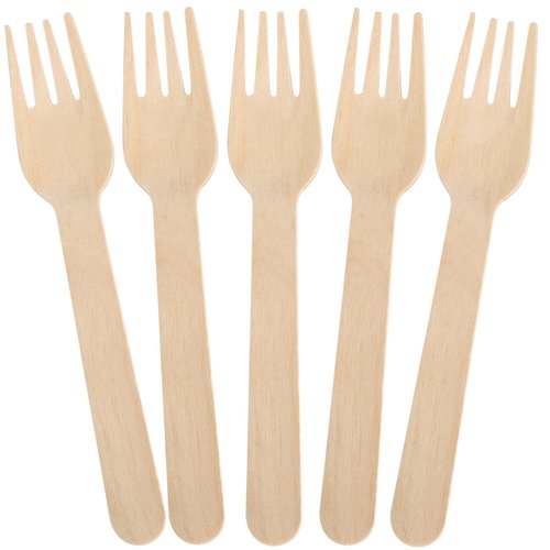 LotFancy Forks Disposable, 100 Pcs Wooden Forks, 6.2inch Compostable Biodegradable Eco-friendly Forks, Great for Camping Picnics Dinner, Party Supplies