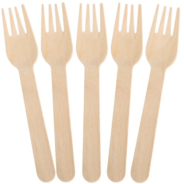 LotFancy Forks Disposable, 100 Pcs Wooden Forks, 6.2inch Compostable Biodegradable Eco-friendly Forks, Great for Camping Picnics Dinner, Party Supplies