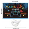 13th Birthday Backdrop Banner Video Game Decorations for Boys Level 13 Birthday Backdrop Decorations 13 Years Official Teenager Birthday Party Supplies