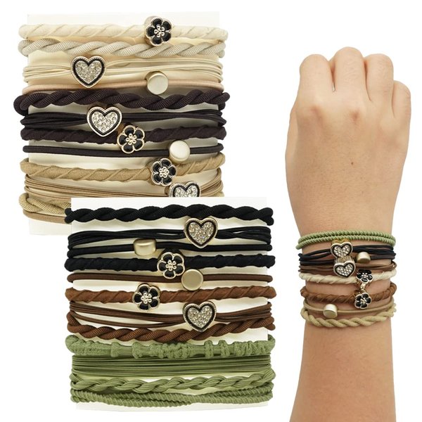 BAISDY 24Pcs Boho Hair Ties Bracelets for Women Girls, Elastic Hair Ties No Damage Hair Band for Thin Thick Curly Hair, 6 Colors