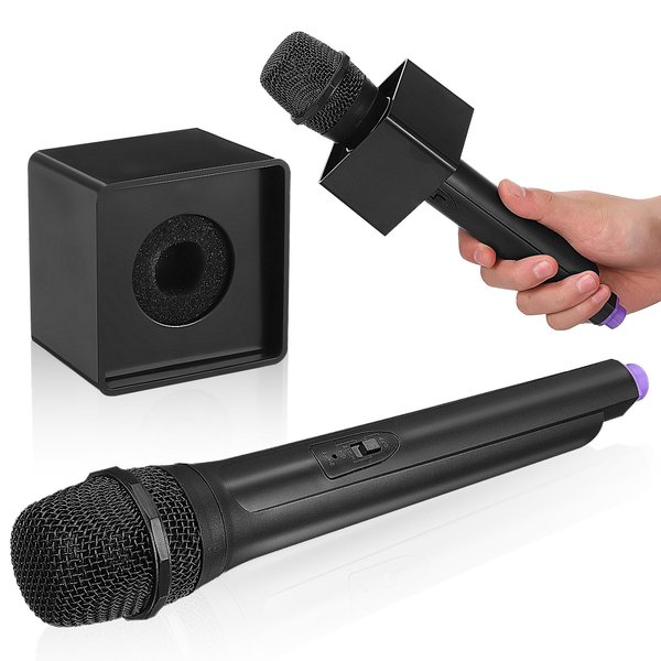 Gadpiparty Fake Microphone Model 2pcs Realistic Mic Toy Fake Microphone with Mic Flag Station for Kids Pretend Play Party Favors