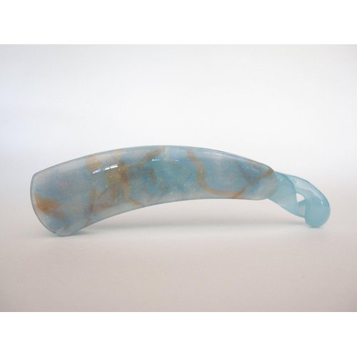 Generic Blue and gold glitter banana hair claw clamp clip