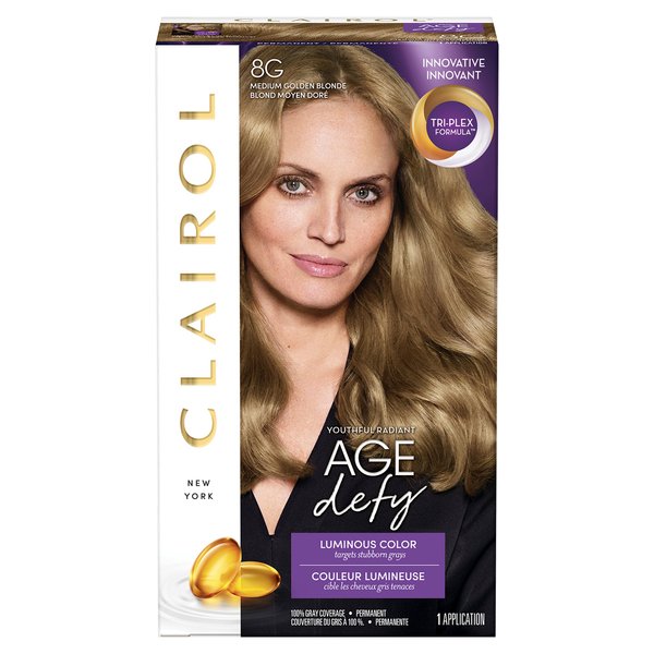 Clairol Age Defy Permanent Hair Dye, 8G Medium Golden Blonde Hair Color, 1 Count