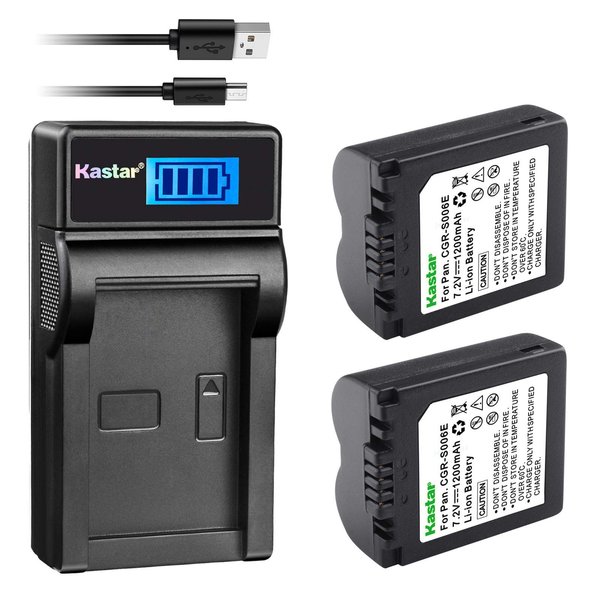 Kastar Battery (X2) & LCD Slim USB Charger for Panasonic CGA-S006, CGR-S006 and Panasonic Lumix DMC-FZ7, DMC-FZ8, DMC-FZ18, DMC-FZ28, DMC-FZ30, DMC-FZ35, DMC-FZ38, DMC-FZ50 Digital Camera
