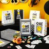 Yeaqee 24 Pcs One Happy Dude Party Favor Bags 1st Birthday Party Decoration Smile Face Paper Gift Bags One Happy Dude Goodie Treat Candy Bag for One Happy Dude Birthday Party Supplies(Stickers Style)