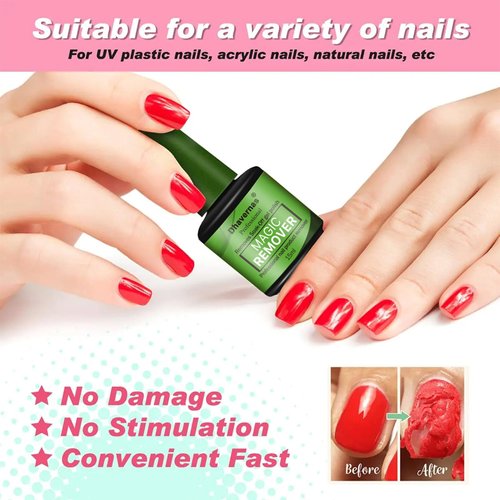 15ML Gel Nail Polish Remover, Gel Polish Remover for Nails, Professional Remove Gel Nail Polish, Quick & Easy Polish Remover In 2-3 Minutes