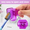 4 Pack Travel Toothbrush Head Covers Toothbrush Protector Cap Brush Pod Case Protective Portable Plastic Clip for Household Travel, Camping, Bathroom, School, Business (Green, Orange, Purple, Red)
