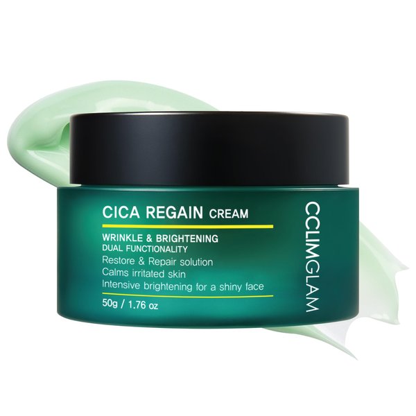 CCLIMGLAM CICA Regain Cream 50g(1.76Oz), Vegan Mild Skin Hydrating Cream for Sensitive Skin, Clean Beauty, Korean Skin Care
