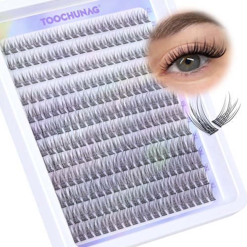 TOOCHUNAG Wispy Lash Clusters 240Pcs Natural Eyelash Clusters 10-14MM C Curl Individual Lashes Cluster Eyelash Extensions 3D DIY Lash Extension
