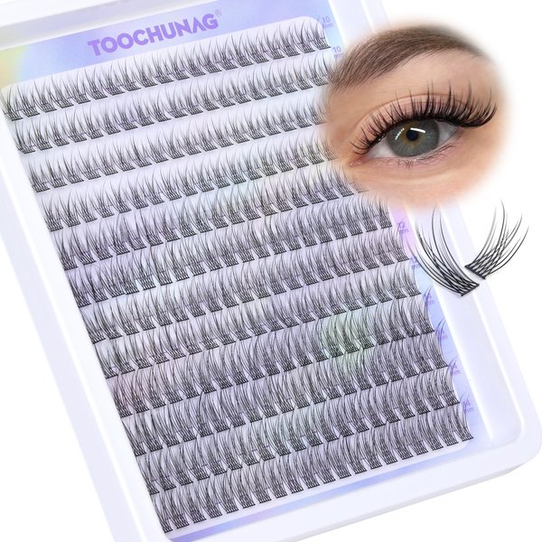 TOOCHUNAG Wispy Lash Clusters 240Pcs Natural Eyelash Clusters 10-14MM C Curl Individual Lashes Cluster Eyelash Extensions 3D DIY Lash Extension