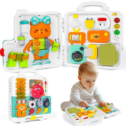 Montessori Toys for 1-2 Year Old Boy Girl, Busy Board for Toddlers 1-3, Toddler Sensory Toys Age 1-2, Baby Learning Toys for 12-18 Month, Educational Toys for 0-2 Year Old Boy Birthday Gift
