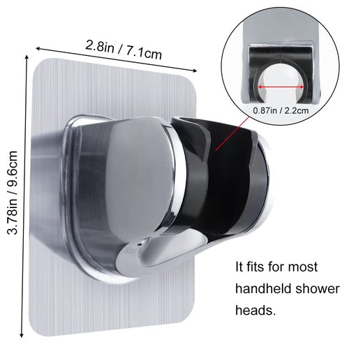 TCOTBE 2 Pieces Removable Shower Head Holder Adjustable Handheld Shower Head Holder Strong Shower Head Holder Suction Punch-Free Drill Free Adhesive Suction Cup Shower Wand Shower Hose Holder