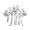 EVER FAITH Wedding Hair Accessories Austrian Crystal Cream Simulated Pearl Bridal Bride Leaf Flowers Hair Comb Clear Silver-Tone