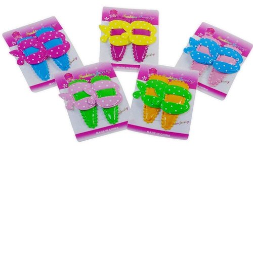 10 Pairs Girls' Hair Barrettes - Polka Dot Plastic Ribbons - Colorful Assortment.